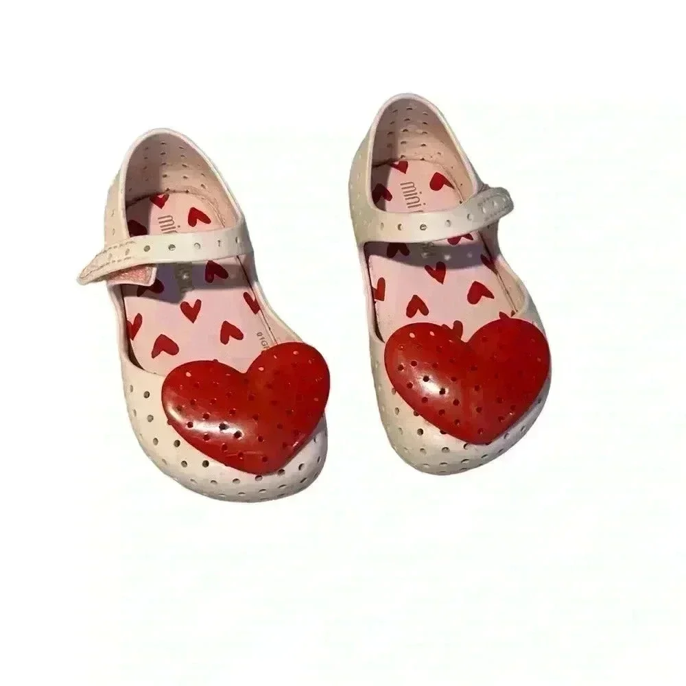 Baby‎ Mini Melissa Rubber Pink Heart Mary Jane’s, Size 6